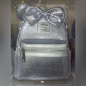 Loungefly Disney Minnie Mouse Platinum Sequin Mini Backpack